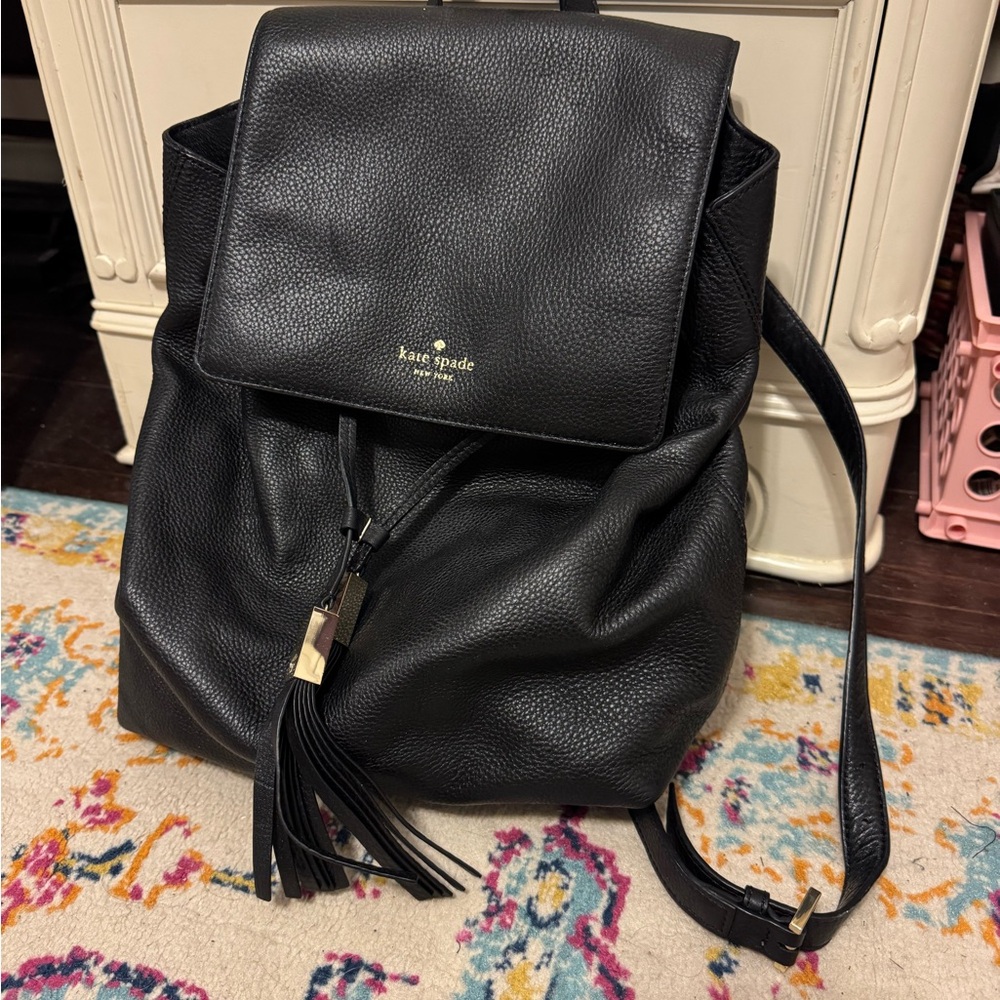 Kate Spade Black Pebbled Backpack